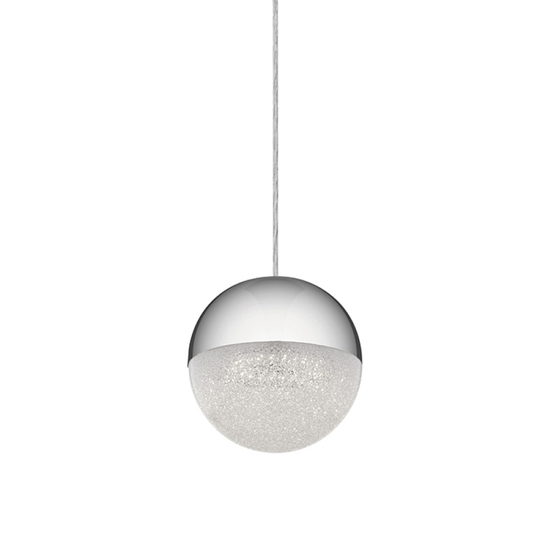 Подвесной светильник со сферическим плафоном из акрила с циркониевыми вкраплениями Kichler Хром Прозрачный в Тюмени | Loft Concept 