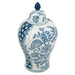 Ваза с крышкой и голубым цветочным рисунком 37 см Blue & White Ornament варинант исполнения - 1 | Loft Concept в Тюмени