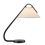 Настольная лампа с черным каркасом и белым тканевым абажуром в форме конуса Stylish Solution варинант исполнения - 3 | Loft Concept в Тюмени
