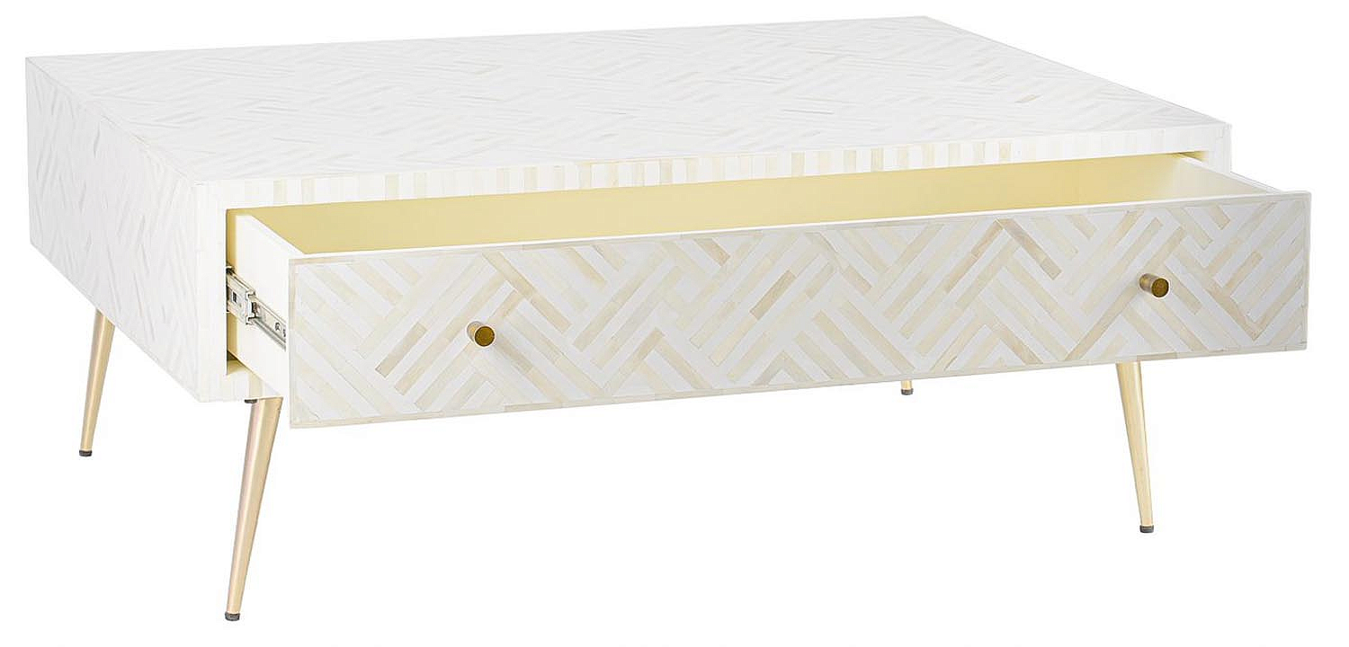 Кофейный стол White Indian Bone Inlay Coffee Table Кофейный стол White Indian Bone Inlay Coffee Table - Loft-Concept в Тюмени