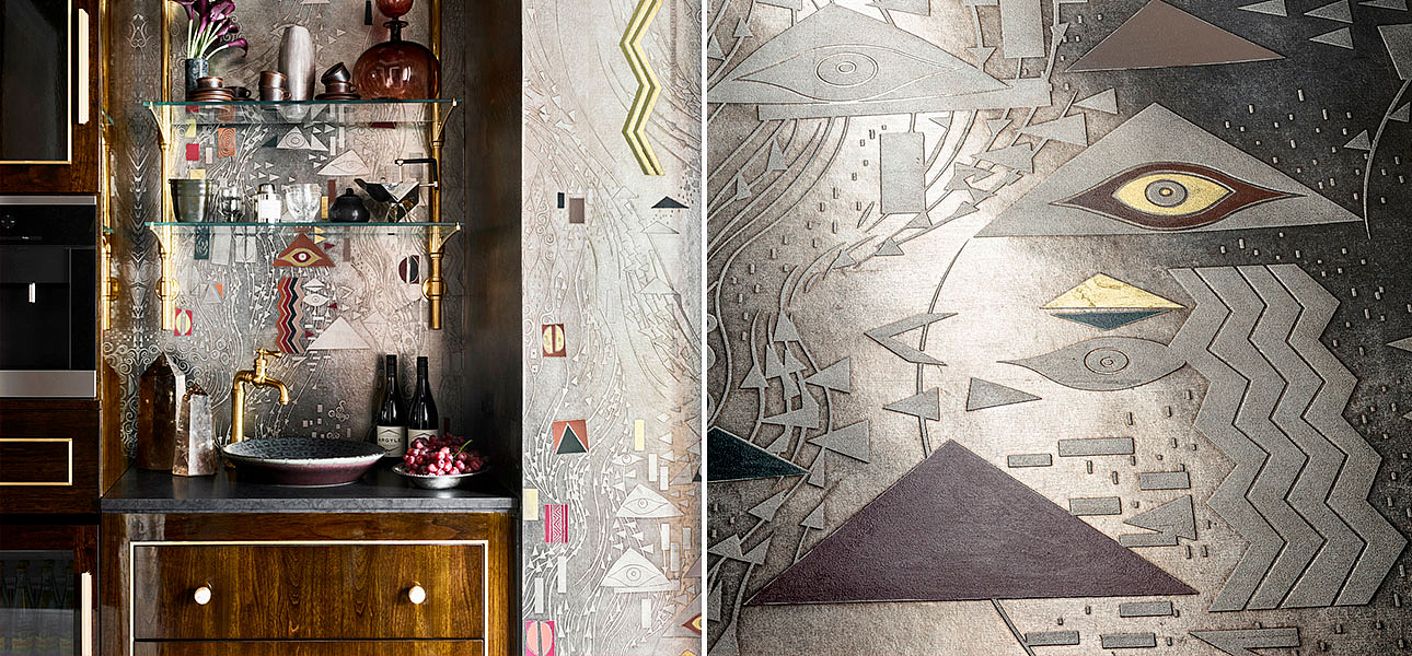 Обои ручная роспись Klimt Polished Silver bas relief gilded paper Обои ручная роспись Klimt Polished Silver bas relief gilded paper - Loft-Concept в Тюмени