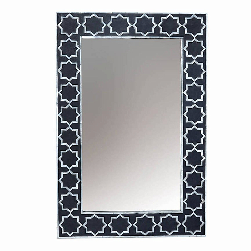 Зеркало Inlaid Bone Black Белый Черный Зеркало Inlaid Bone Black Белый Черный в Тюмени | Loft Concept