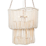 Двухъярусная люстра с подвесками из круглых деревянных бусин белая White Beads Two-tier Chandelier варинант исполнения - 1 | Loft Concept в Тюмени