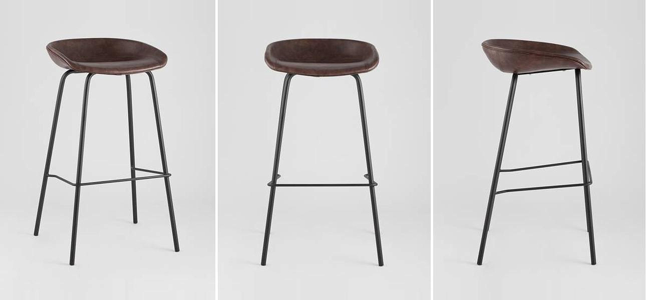 Стул Барный без Спинки Винтажная Коричневыя Экокожа Vendramin Bar Chair Стул Барный без Спинки Винтажная Коричневыя Экокожа Vendramin Bar Chair - Loft-Concept в Тюмени