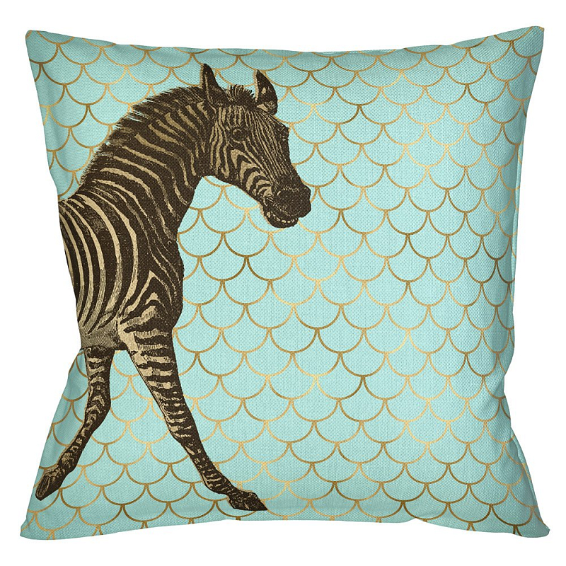Подушка Safari light blue zebra Бирюзовый Глянцевое золото Подушка Safari light blue zebra Бирюзовый Глянцевое золото в Тюмени | Loft Concept