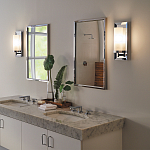 Бра для ванных комнат с цилиндрическим плафоном на прямоугольном зеркальном основании Feiss варинант исполнения - 2 | Loft Concept в Тюмени