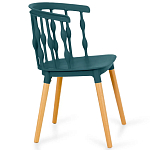 Пластиковый стул на ножках из массива бука Ferret Spiral Green варинант исполнения - 3 | Loft Concept в Тюмени