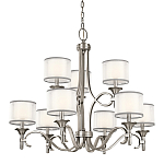 Люстра с белыми тканевыми абажурами в прозрачных стеклянных цилиндрах Kichler варинант исполнения - 1 | Loft Concept в Тюмени