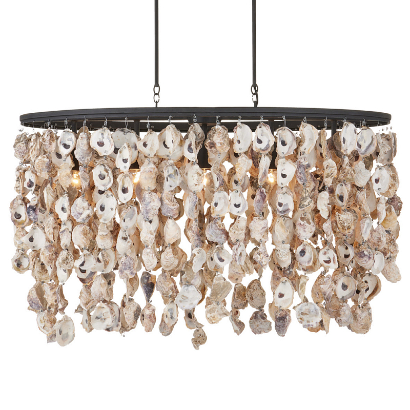 Люстра овальная с подвесками из устричных раковин Sea Ravens Черный в Тюмени | Loft Concept 