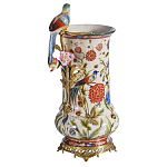 Ваза фарфоровая с птицей на бронзовой ветке и цветочной росписью Garden of Eden варинант исполнения - 1 | Loft Concept в Тюмени