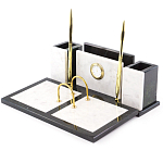 Настольный письменный набор из белого мрамора с часами Marble Accessory варинант исполнения - 2 | Loft Concept в Тюмени