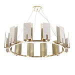 Люстра подвесная круглая с прямоугольными мраморными и золотистыми панелями на металлическом каркасе Диаметр 118 см Marble square Chandelier варинант исполнения - 2 | Loft Concept в Тюмени