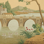 Обои ручная роспись Views of Italy Crepuscule варинант исполнения - 2 | Loft Concept в Тюмени