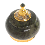 Икорница с крышкой с гравировкой из натурального камня Нефрит Decorative Cavair Dishes варинант исполнения - 6 | Loft Concept в Тюмени