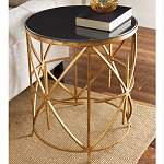 Приставной стол с металлическим золотым  основанием и чёрной столешницей Paradigm варинант исполнения - 1 | Loft Concept в Тюмени