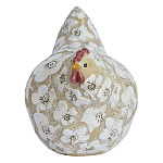 Статуэтка курица с резными белыми цветами на бежевой фактурной поверхности Rustic Chicken варинант исполнения - 1 | Loft Concept в Тюмени