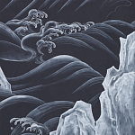 Обои ручная роспись Matsushima Waves Roka on Edo Night painted silk варинант исполнения - 1 | Loft Concept в Тюмени