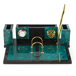 Настольный письменный набор из змеевика с часами и календарницей Successful Leader варинант исполнения - 1 | Loft Concept в Тюмени