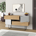 Комод c 2-мя белыми дверцами и 2-мя выдвижными ящиками цвета древесины EROS CONSOLE OAK WHITE варинант исполнения - 2 | Loft Concept в Тюмени