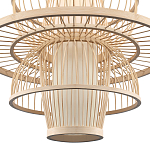 Подвесной светильник фигурный из деревянных прутьев с плафоном из натуральной ткани Light Inside the Cell варинант исполнения - 5 | Loft Concept в Тюмени
