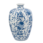 Ваза фарфоровая с узким горлышком и синими цветочными мотивами Independence варинант исполнения - 2 | Loft Concept в Тюмени