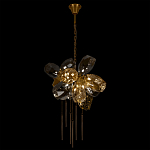 Люстра подвесная со стеклянными плафонами из дымчатого и золотистого с шестью вертикальными подвесками Gilded Mirage  варинант исполнения - 3 | Loft Concept в Тюмени