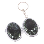 Зеркало брелок карманное двухстороннее из натурального камня Серафинит Stone Mirrors варинант исполнения - 2 | Loft Concept в Тюмени