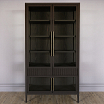 Витрина Primo со стеклянными фасадами и 2 ящиками Темный орех варинант исполнения - 1 | Loft Concept в Тюмени