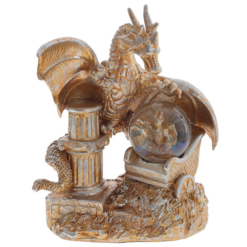 Декоративная статуэтка Дракон и стеклянный шар Dragon and Glass Ball Copper Медь Прозрачное Стекло Декоративная статуэтка Дракон и стеклянный шар Dragon and Glass Ball Copper Медь Прозрачное Стекло в Тюмени | Loft Concept