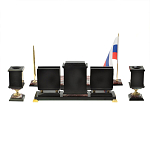 Настольный письменный набор из креноида и змеевика на бронзовых ножках Marble Accessory варинант исполнения - 4 | Loft Concept в Тюмени