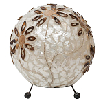 Настольная лампа из перламутра на металлическом каркасе Indonesian Ball варинант исполнения - 3 | Loft Concept в Тюмени