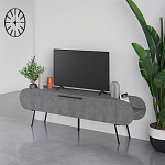 ТВ-тумба серая с 2-мя откидными дверцами и 2-мя открытыми полками CAPSULE TV STAND RETRO GREY варинант исполнения - 3 | Loft Concept в Тюмени