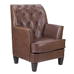 Кресло из натуральной кожи c мягкими подлокотниками на 4-х деревянных ножках из массива бука Joseph Armchair brown варинант исполнения - 1 | Loft Concept в Тюмени