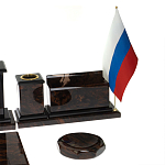 Настольный письменный набор с часами из природного камня обсидиана  Gift for Manager варинант исполнения - 5 | Loft Concept в Тюмени