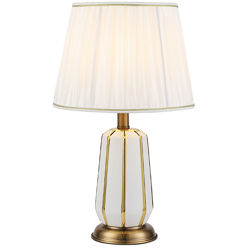 Настольная лампа с абажуром Celestina White Lampshade Table Lamp Белый Золотой Настольная лампа с абажуром Celestina White Lampshade Table Lamp Белый Золотой в Тюмени | Loft Concept