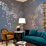 Обои ручная роспись Gingko Colourway SC-98 on Gun Metal dyed silk варинант исполнения - 1 | Loft Concept в Тюмени