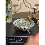 Блюдо из голубого фарфора с бронзовой птичкой Blue Garden варинант исполнения - 4 | Loft Concept в Тюмени