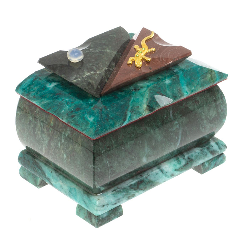 Шкатулка прямоугольная с зеркалом из натурального камня змеевик Stone Casket Змеевик Золотой Шкатулка прямоугольная с зеркалом из натурального камня змеевик Stone Casket Змеевик Золотой в Тюмени | Loft Concept