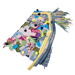 Ковер разноцветный из джинсовой одежды и армейских палаток Upcycling варинант исполнения - 1 | Loft Concept в Тюмени