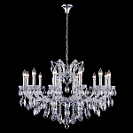 Люстра подвесная с 12-ю лампочками и прозрачными хрустальными подвесками на хромированном основании Crystal lamps варинант исполнения - 2 | Loft Concept в Тюмени