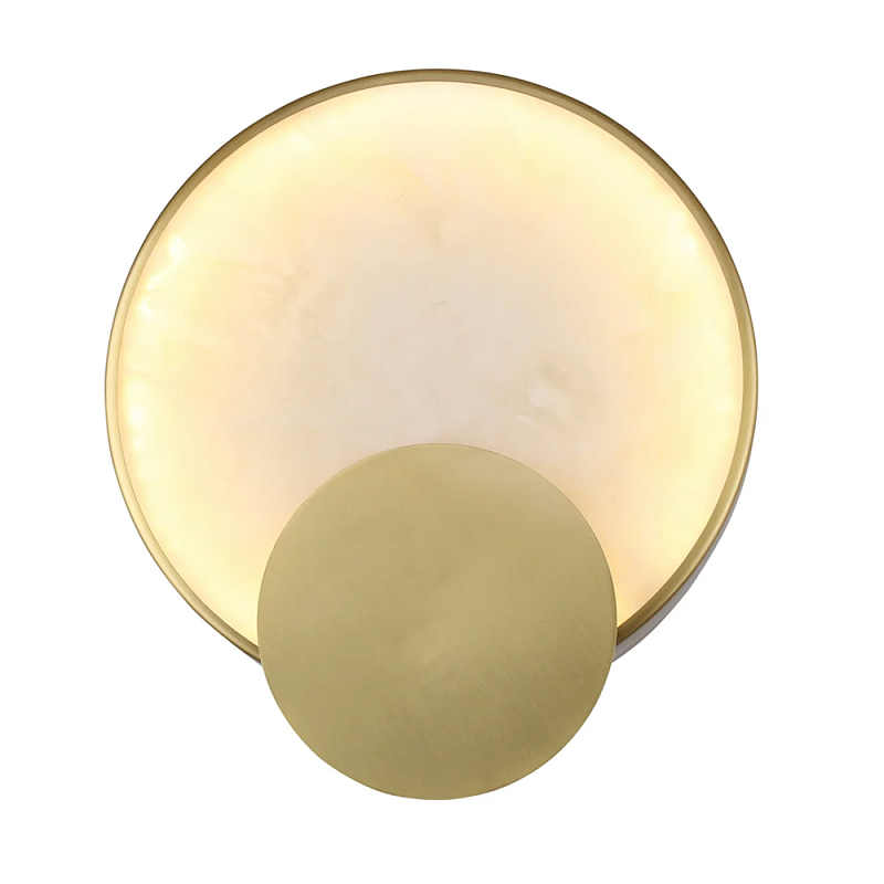 Бра в форме диска из бежевого алебастра Cryptocrystalline Stone Латунь Бежевый в Тюмени | Loft Concept 