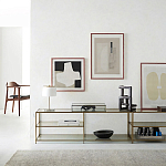 ТВ-тумба из стекла и металла Tingey Metal Glass TV Stand варинант исполнения - 4 | Loft Concept в Тюмени