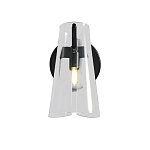 Бра конусообразной формы из прозрачного акрила и черной стали Glass Cylinder Black варинант исполнения - 2 | Loft Concept в Тюмени