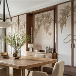 Обои с вышивкой ручной работы Deco Wisteria ﻿Midas colourway on Liso Pearl wool sateen варинант исполнения - 2 | Loft Concept в Тюмени