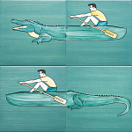 Плитка с узором Крокодил байдарочник варинант исполнения - 2 | Loft Concept в Тюмени