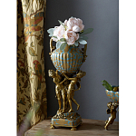 Ваза голубого цвета из фарфора с золотым растительным орнаментом и бронзовыми фигурками женщин Eden Garden porcelain and bronze варинант исполнения - 7 | Loft Concept в Тюмени