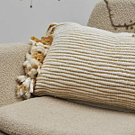 Чехол на подушку горчичного цвета с бахромой и объемным узором Ethnic mix варинант исполнения - 5 | Loft Concept в Тюмени