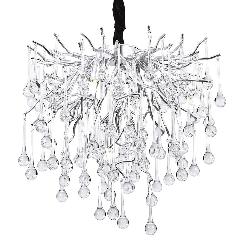 Люстра с хрустальными подвесками капли серебро Droplet Silver Chandelier 5 Серебряный Прозрачное Стекло Люстра с хрустальными подвесками капли серебро Droplet Silver Chandelier 5 Серебряный Прозрачное Стекло в Тюмени | Loft Concept