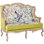 Диван из натурального бука бежевый с изображением птиц и цветов Beige Green Chinoiserie Garden Sofa варинант исполнения - 9 | Loft Concept в Тюмени