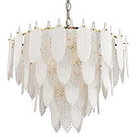 Люстра с декором из рельефного стекла в виде перьев Abelia Feather Chandelier 12 варинант исполнения - 1 | Loft Concept в Тюмени